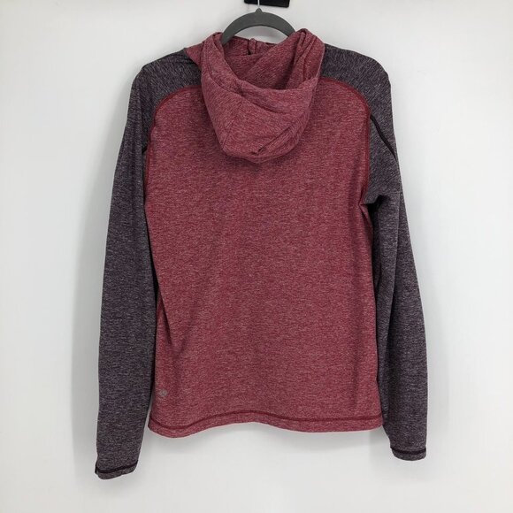 Lululemon Burgundy & grey Heathered 1/3 Zip Lightweight Hoodie size Medium - Picture 2 of 14